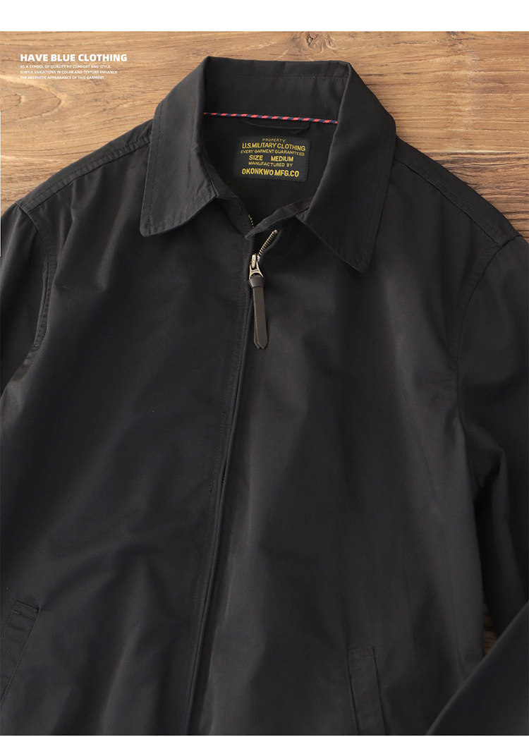 100% cotton vintage short zip-up lapel cotton cargo jacket jacket for men Spring and autumn