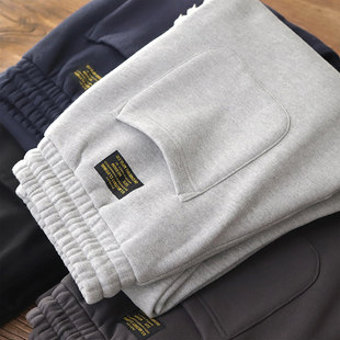 Демисезонные утепленные ретро хлопковые длинные штаны для отдыха, в американском стиле, свободный прямой крой