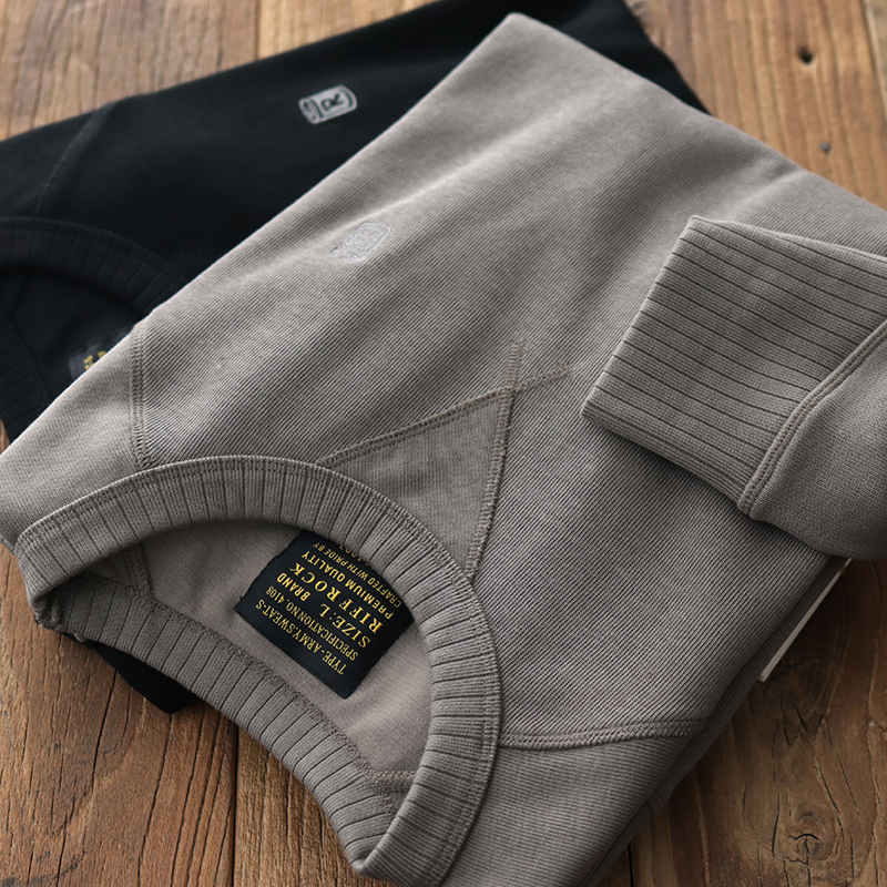 Heavy-pound knitted jacket head jacket male long sleeve American vintage trendy as old washed sports casual round thick cotton T man