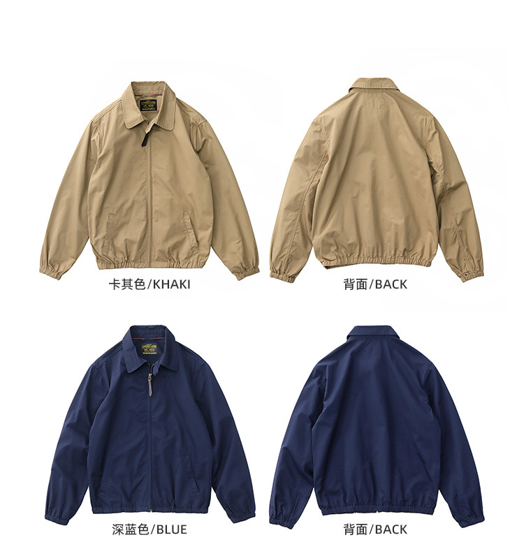 100% cotton vintage short zip-up lapel cotton cargo jacket jacket for men Spring and autumn