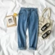 Mùa hè 2018 mới dành cho nữ phiên bản Hàn Quốc của nữ Han Fan cá tính hoang dã màu rắn quần jeans ống rộng nữ