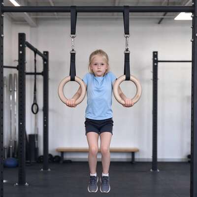JIANGMOMO children's ring fitness room home solid wood pull-ups, horizontal bar training exercise