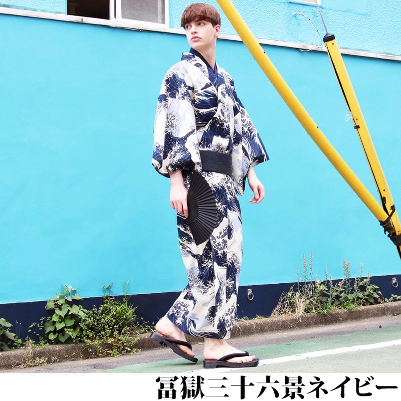 Exported to Japan, Beautiful Men, Ukiyo-E Waves, Summer Festival, Yukata, Traditional Kimono, Samurai Suit