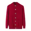 Winter middle-aged men thickened semi-turtleneck pure Kashmir cardigan pocket solid color stand-up collar cardigan sweater loose jacket
