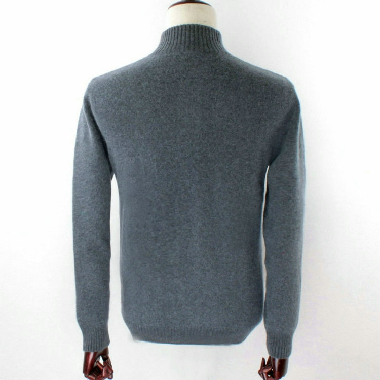 Mùa thu và mùa đông cổ áo của nam giới cashmere áo len màu rắn nửa cao cổ áo cardigan dày áo len nam trung niên ấm áo khoác