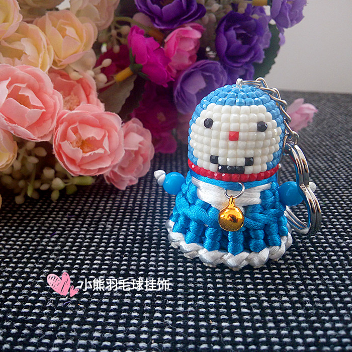 Badminton pendant ball bag key car pendant creative DIY diamond cartoon Doraemon Doraemon