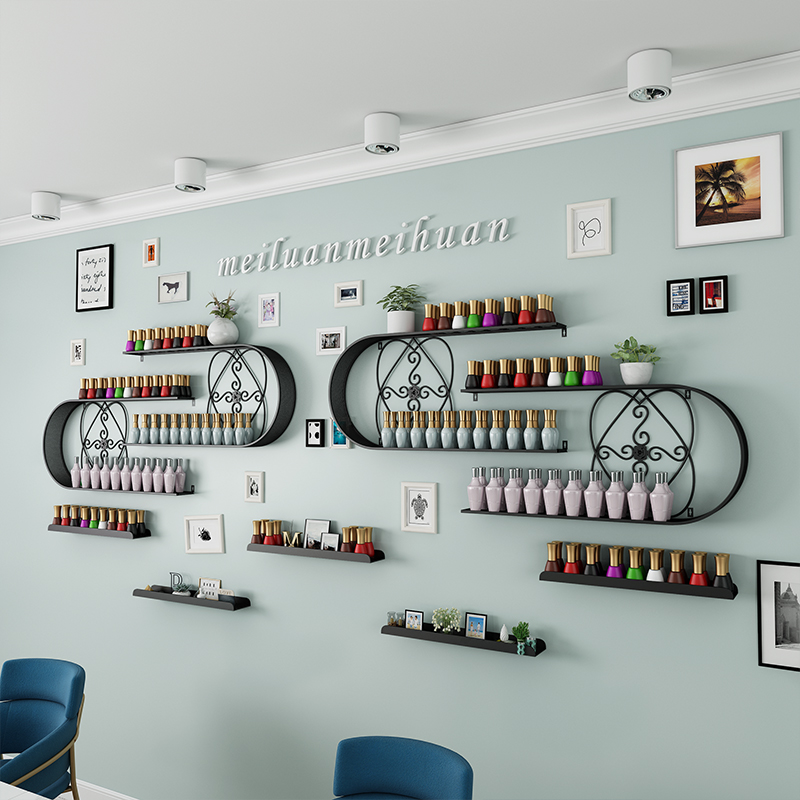Manicure shelf wall hanging wall wrought iron nail polish glue cosmetics shelf product display stand U-shaped shelf