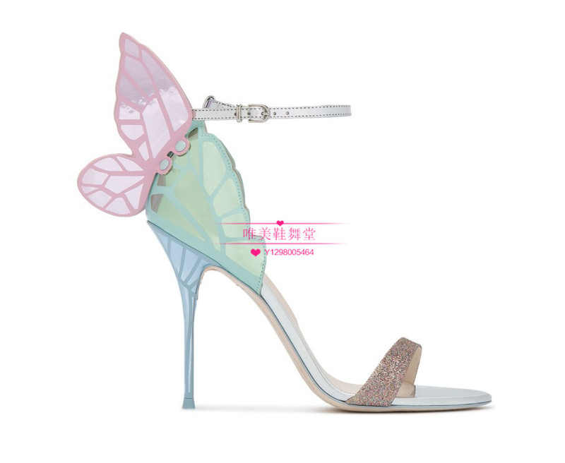 Sophia Webster European New Style Colorful Butterfly Wing Ultra-High Stiletto Heel Women's Sandals Bridesmaid Wedding Shoes