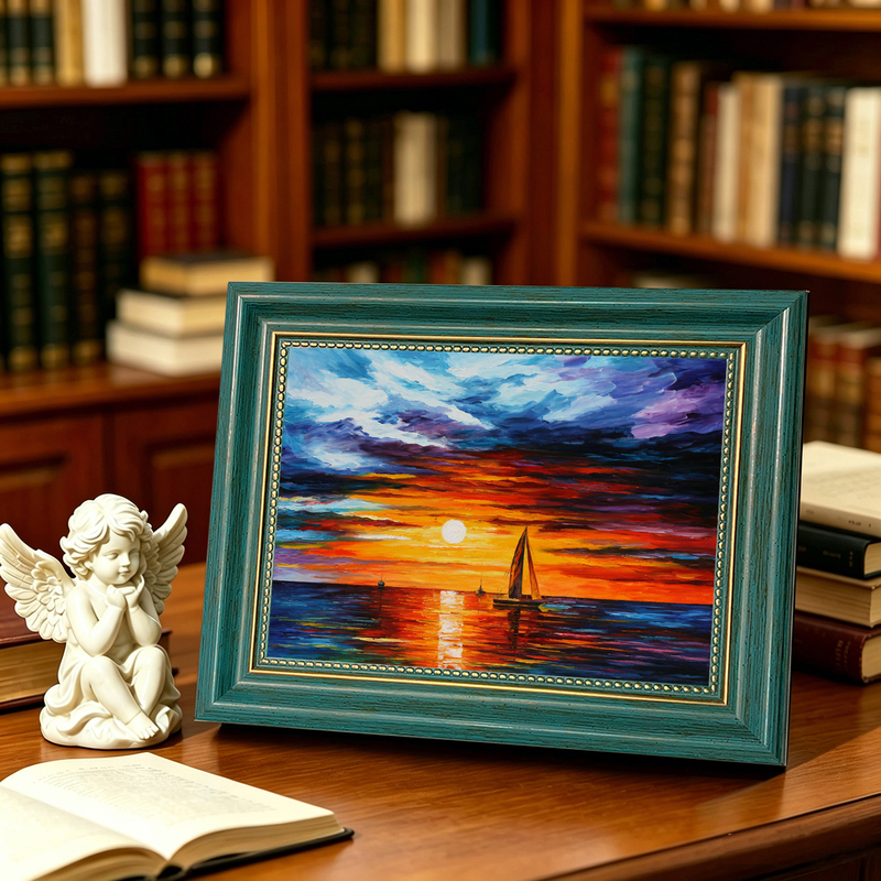 Modern Impressionist Painter Afremov's Oil Painting Canvas with American-Style Frame, Decorative Painting for Living Room Entryway Display