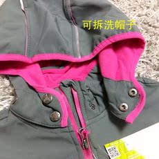 Детские брюки 外贸童装女儿童户外服防风防水拉链可拆帽子加绒中长款儿童冲锋衣