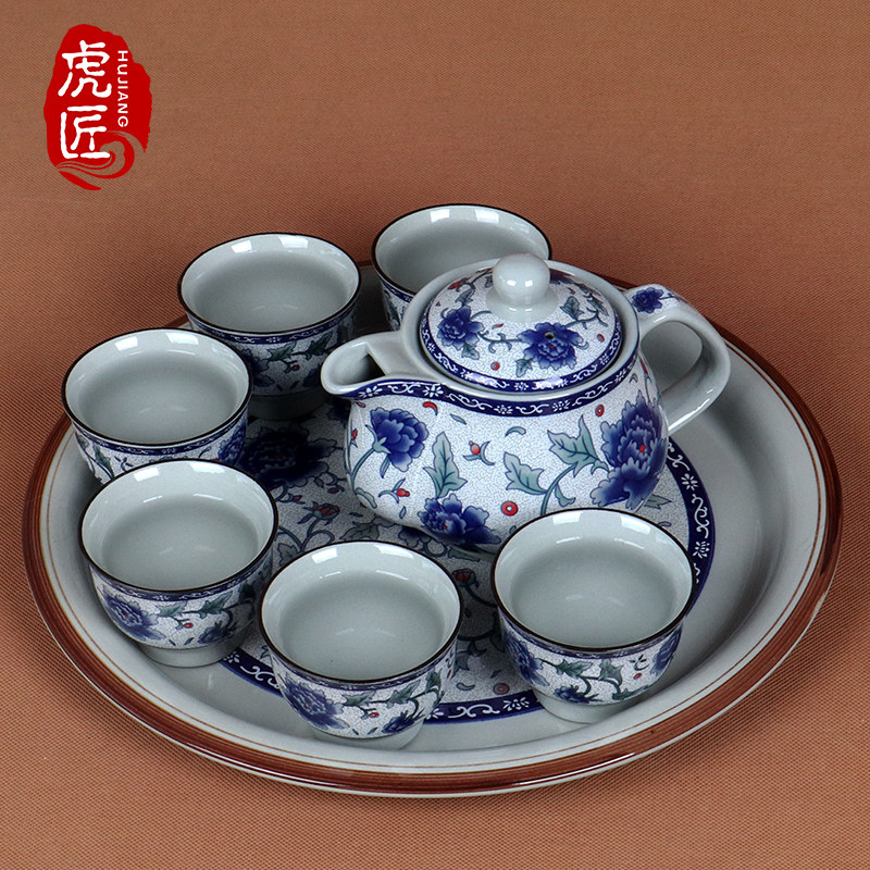 Jingdezhen blue and white porcelain ceramic teapot filter single pot large kung fu tea set capacity household tea kettle set