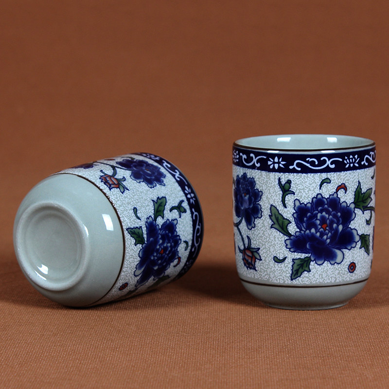 Jingdezhen ceramic tea cup small Cup Japanese blue and white tea cup household water cup porcelain kung fu tea set Cup