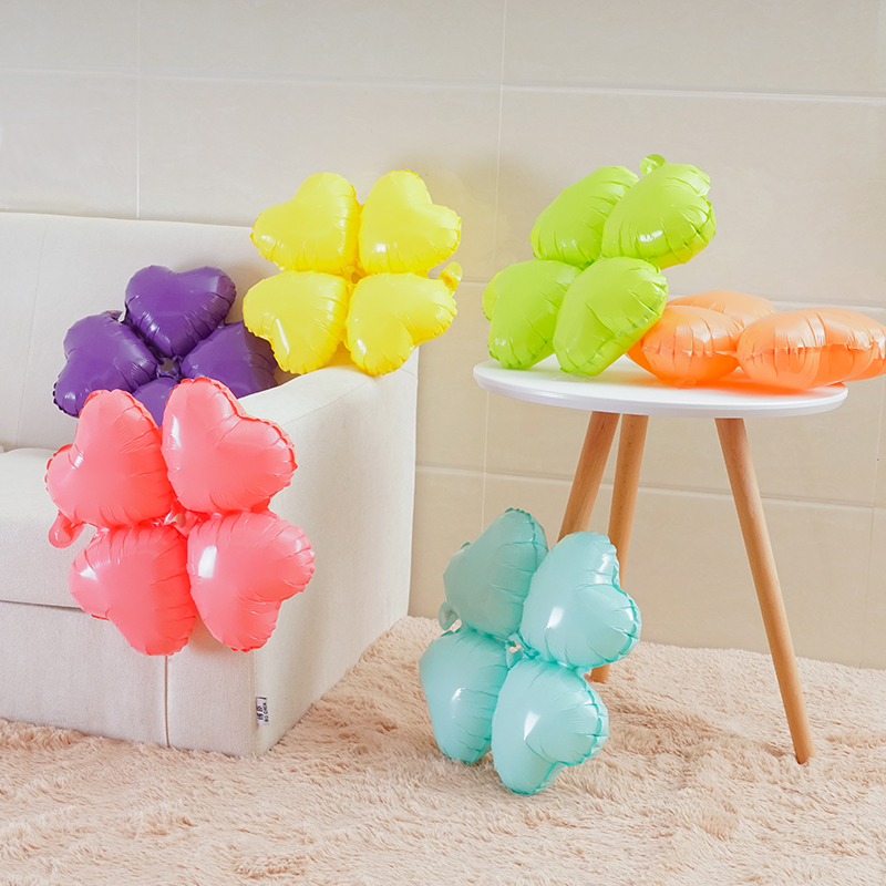 Macaron four-leaf clover shape dress up aluminum film balloon four-leaf clover net red candy color annual meeting opening venue layout