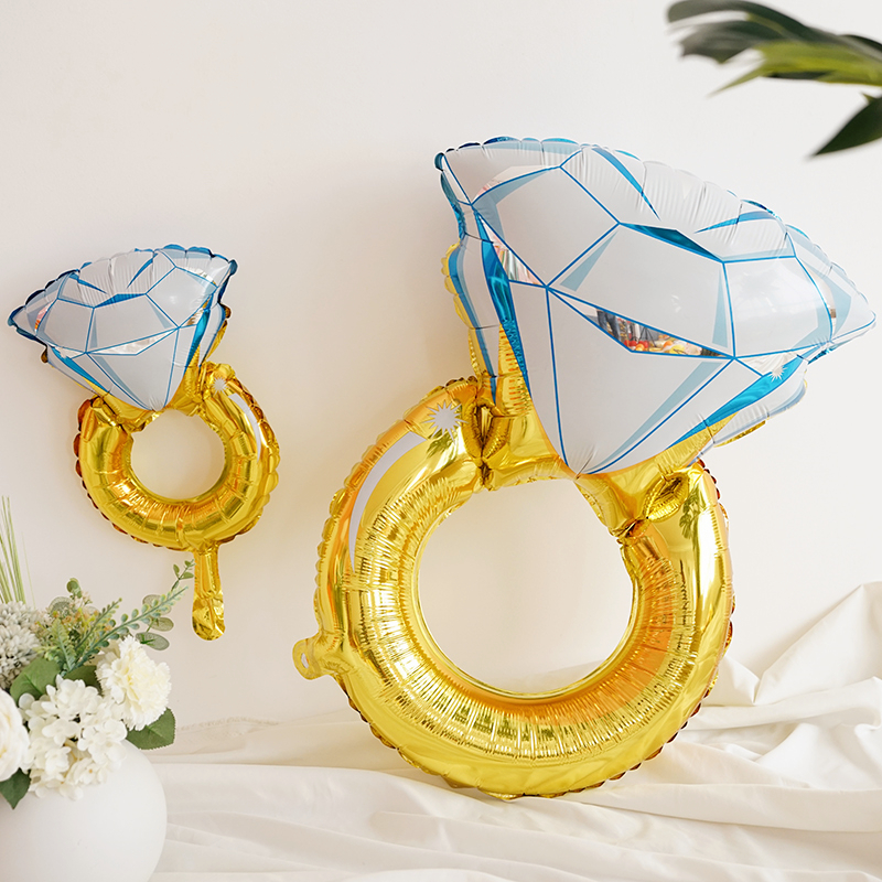 Oversize diamond ring aluminium film Balloon Small Golden Ring Diamond Balloon Wedding arrangement wedding wedding house arrangement