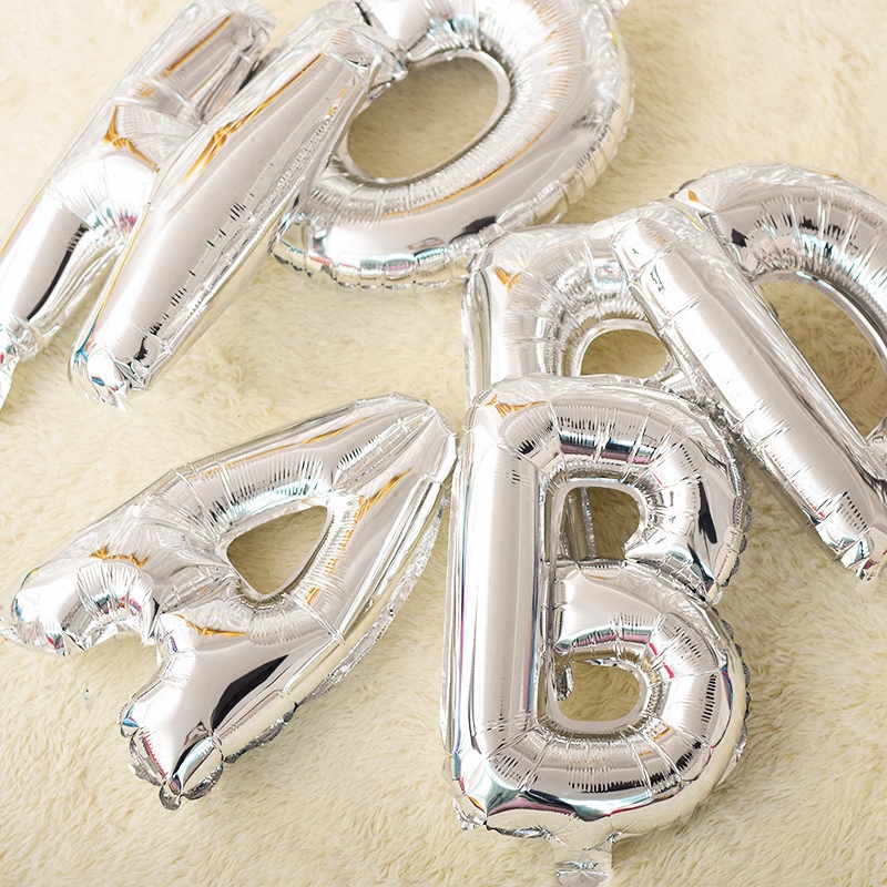 14 inch aluminum foil aluminum foil 26 English letters silver balloon wedding birthday party children's birthday decoration decoration