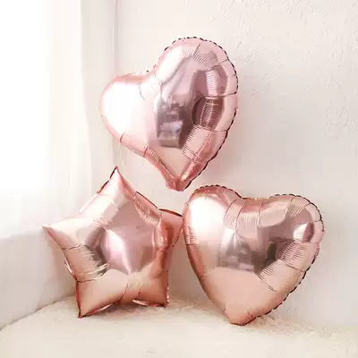 Tanabata layout balloon decoration 18 inch rose gold star Love birthday party five-pointed star peach heart-shaped scene