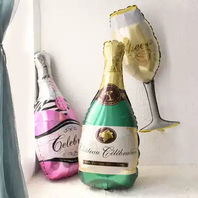 Mini wine bottle glass balloon party arrangement adult birthday party dress up ktv night scene modified aluminum film balloon