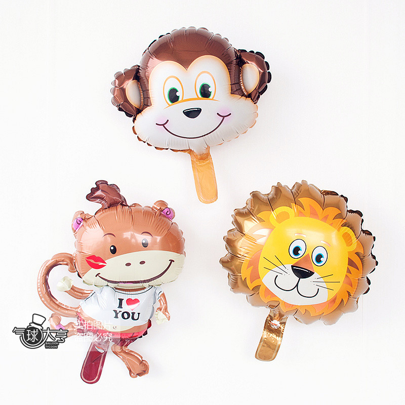 Small cute cartoon animal head balloon children's toys birthday party decoration aluminum film balloon
