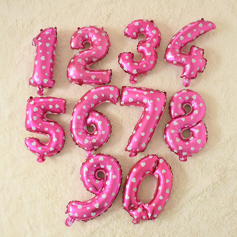 14-inch pink digital aluminum film Balloon Baby Hundreds of Days Decorate Children's Birthday Background Wall New Year Arrangement