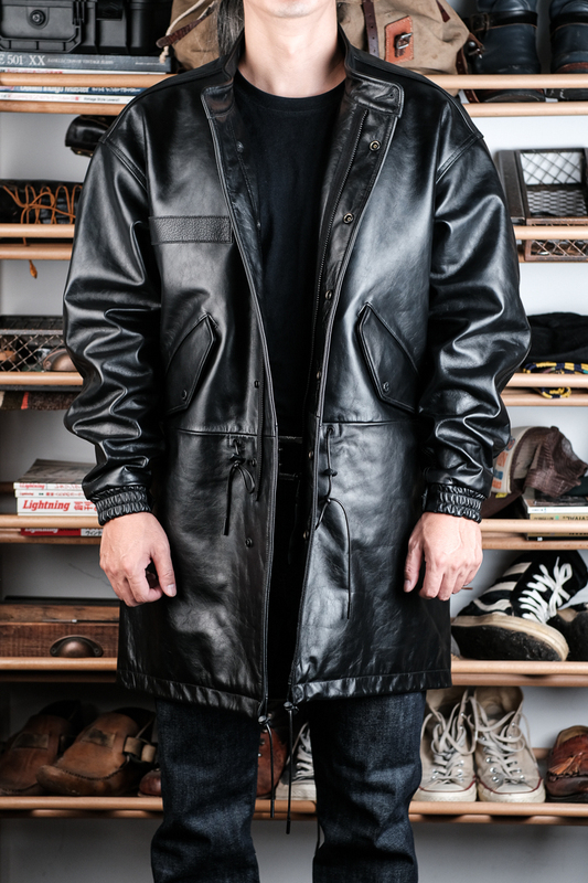 Full Genuine Leather Version M65 Loose Trench Coat Parka Fishtail Coat Made of First-Layer Calfskin with Double Leather Material Usage