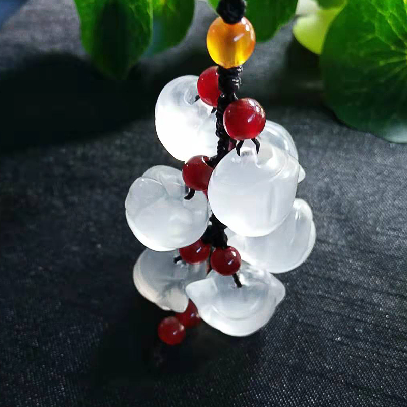 Myanmar A goods water foam jade handle pot mobile phone pendant flat flower mobile phone charm original little angel mobile phone pendant Mobile phone lanyard