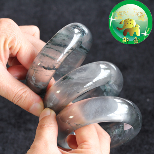 Teng flushing Mixin brand A goods water foam jade bracelet Myanmar water foam with high ice fluorescent floating jade bracelet wide plate of thick dress