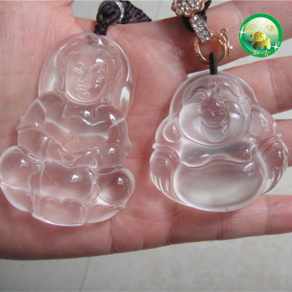 Myanmar water foam jade boutique lovers Pei decoration A goods water foam jade fluorescent glass species Guanyin Buddha public hanging pendant decoration