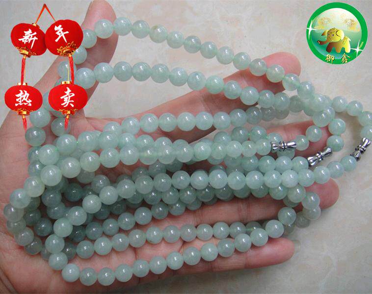 A cargo emerald 0 8cm beads diameter ice glutinous seed light green beads necklace Qiongyu Upper New 