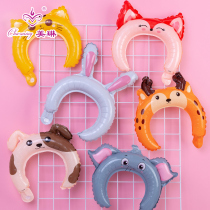 Net red cute cartoon balloon hair hoop childrens birthday arrangement headband theme party scene decoration supplies