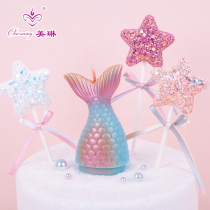 Colorful Little Mermaid Tail Birthday Candles Ocean Series Creative Cake Decoration Party Arrangement Supplies
