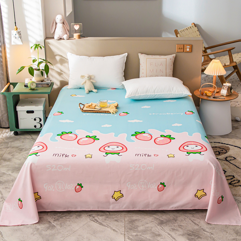 Bed sheet Single piece pure cotton spring autumn 100 All cotton nude sleeping Single 1 2 m Dormitory Double 1 5 m Cartoon by single 1 8