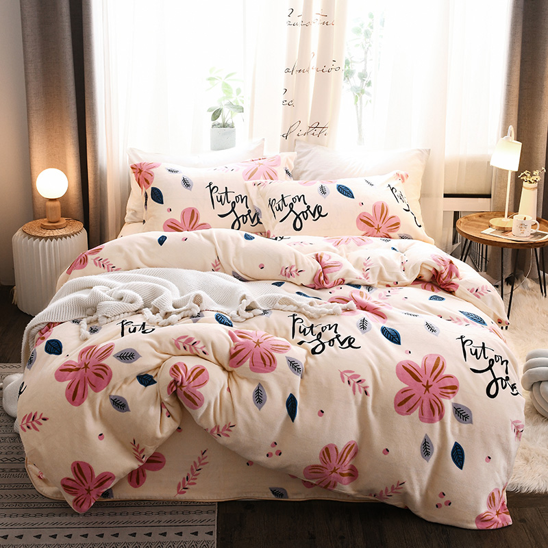 Four pieces of spring autumn coral suede 2020 new double face plus suede short fluff flannel velvet milk suede 3 three sets 4