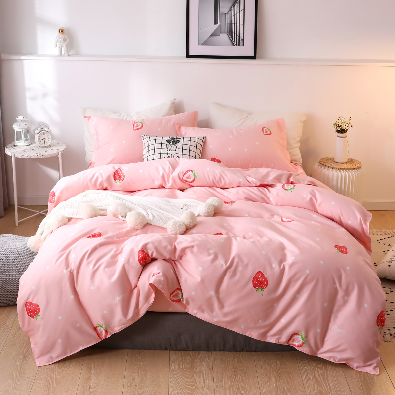 Spring Autumn Four Pieces Full Cotton 100 Pure Cotton Bed Bedding Linens Wind Minimun Girl Bed Linen Quilt Cover Three Sets