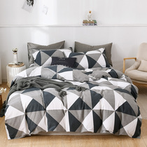 Summer cotton four-piece set 100 cotton bedding ins in simple Nordic spring and summer sheets quilt cover three-piece set