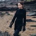 Đầm nhung Dayu Longyu 2019 mùa xuân mới ren khâu tay áo retro kèn tay dài váy phụ nữ thủy triều váy cotton dáng dài Váy dài