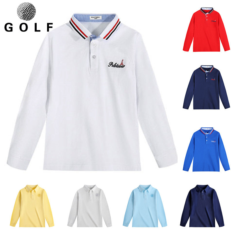 New children golf clothes long sleeves T-shirt ball clothes boy turned-over sports casual goolf childlike long T-shirt