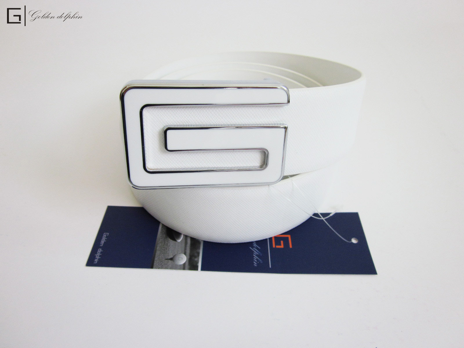 GD Golf Belt Men White Black Leather Golf Belt Golf Belt