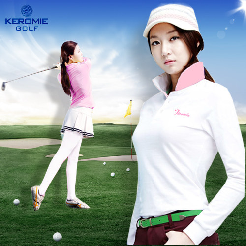 keromie golf spring summer long sleeve tT-shirt women's clothing cotton golf turning up for sports casual POLO