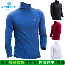 Golf Mens Dress Long Sleeves Bottom Warm Clothes Autumn Winter Plus Suede High Collar Breathable Golf Jersey Sportswear
