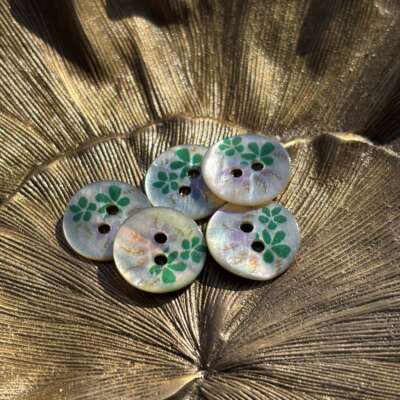 High-end natural Australian abalone shell buttons, natural color two-eye shell, Martensio scallop printed natural shell buttons