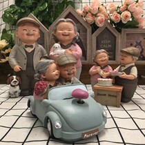 Old man old woman ornaments music box Creative cute couple gifts Old two piggy banks wedding gifts