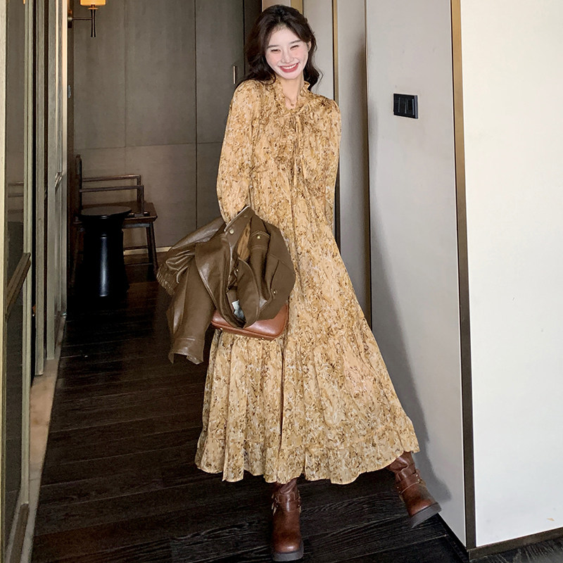 【新款】法式碎花木耳边连衣裙中长款2D111-A621P135K188,女装连衣裙,2D111