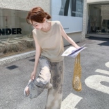 松弛感慵懒风两件套女2025夏新款休闲时尚针织背心印花阔腿裤套装，女装套装/套裙，2C166