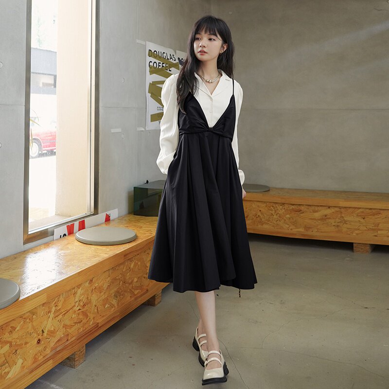 2025秋季新款假两件拼接连衣裙浙宝035/款号8806/P135/K188,女装连衣裙,2C053