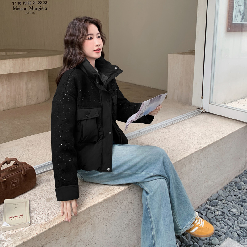 韩系短款亮片羽绒棉服外套女秋冬2025新款加厚爆款棉袄超好看棉衣,女装棉衣/棉服,2B140