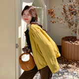 韩系黄色格纹拼接羽绒棉服外套女秋冬2025新款时髦棉袄超漂亮棉衣，女装棉衣/棉服，2B142