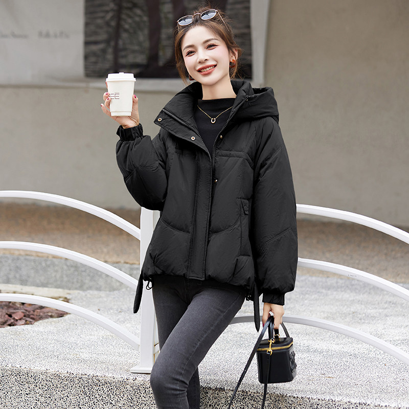 短款羽绒服女2025冬季新款宽松时尚显瘦白鸭绒小个子加厚连帽外套图片