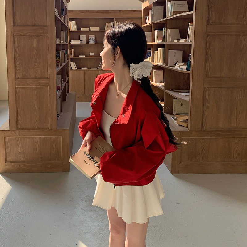 【现货】大红色夹克冲锋衣短外套2c086-2533p125K188,女装短外套,2C086