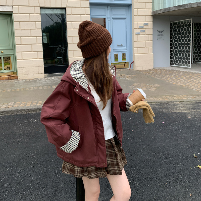 新品2025冬装女装新款格子加绒棉服外套266-p160-k238,女装棉衣/棉服,2C266
