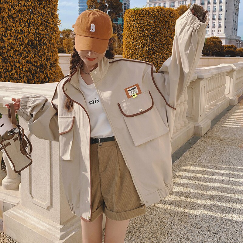 2026秋复古学院风包边棒球服2C069-6680-P135K188,女装短外套,2C069